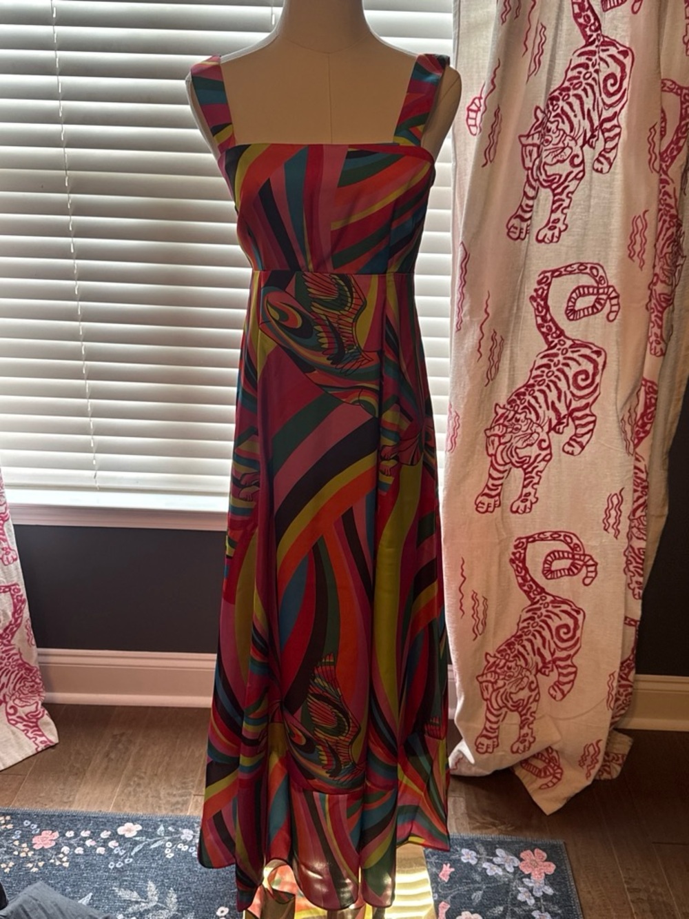Sleeveless Multicolor Abstract Print Maxi Dress
